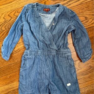 7 For All Mankind Kids Chambray Blue Wrap One-Piece Romper